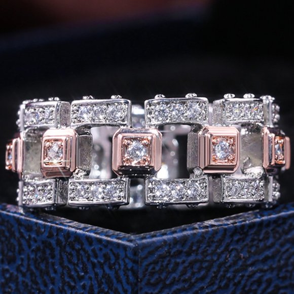 Jewelry - "Unisex Hollow Design Sport Casual Style Rose Gold Plated Ring,